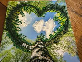Karte-Grusskarte-Herz-Baum-Wolken-Liebe-Painting-Selfmade