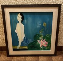 Tableau exotique peint à la main, vintage 78x78 cm