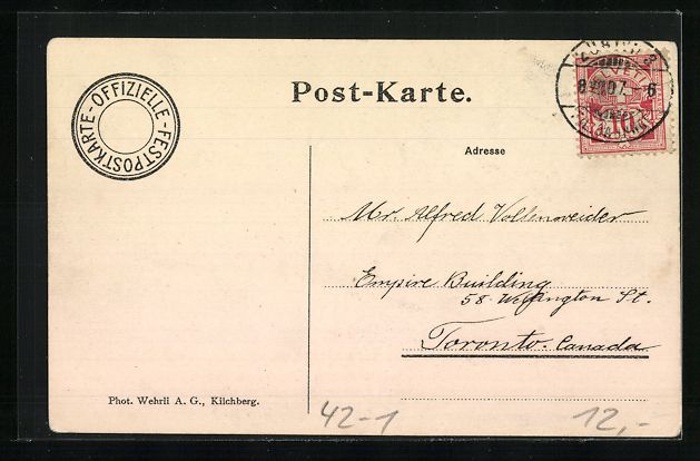 Ansichtskarten: Bern, Eidgenössisches Schützenfest 190 – Gebraucht aus Berlin von bartko-reher 1