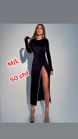 Damen Kleid schwarz lang mit Schlitz Grösse M/L neu