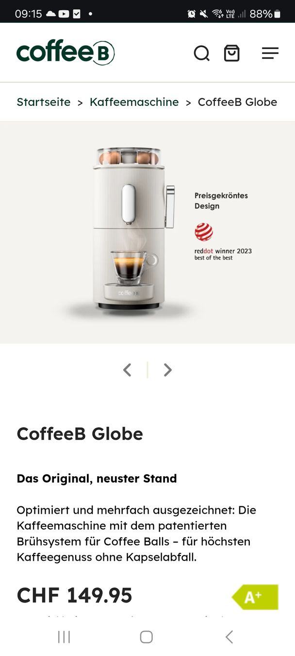 Coffee B Macchine per caffè & Macchine per espresso: coffeeB Globe Kaffeemaschine – Nuovo (secondo la descrizione) da Rütihof venduto da Mariowuhu 8