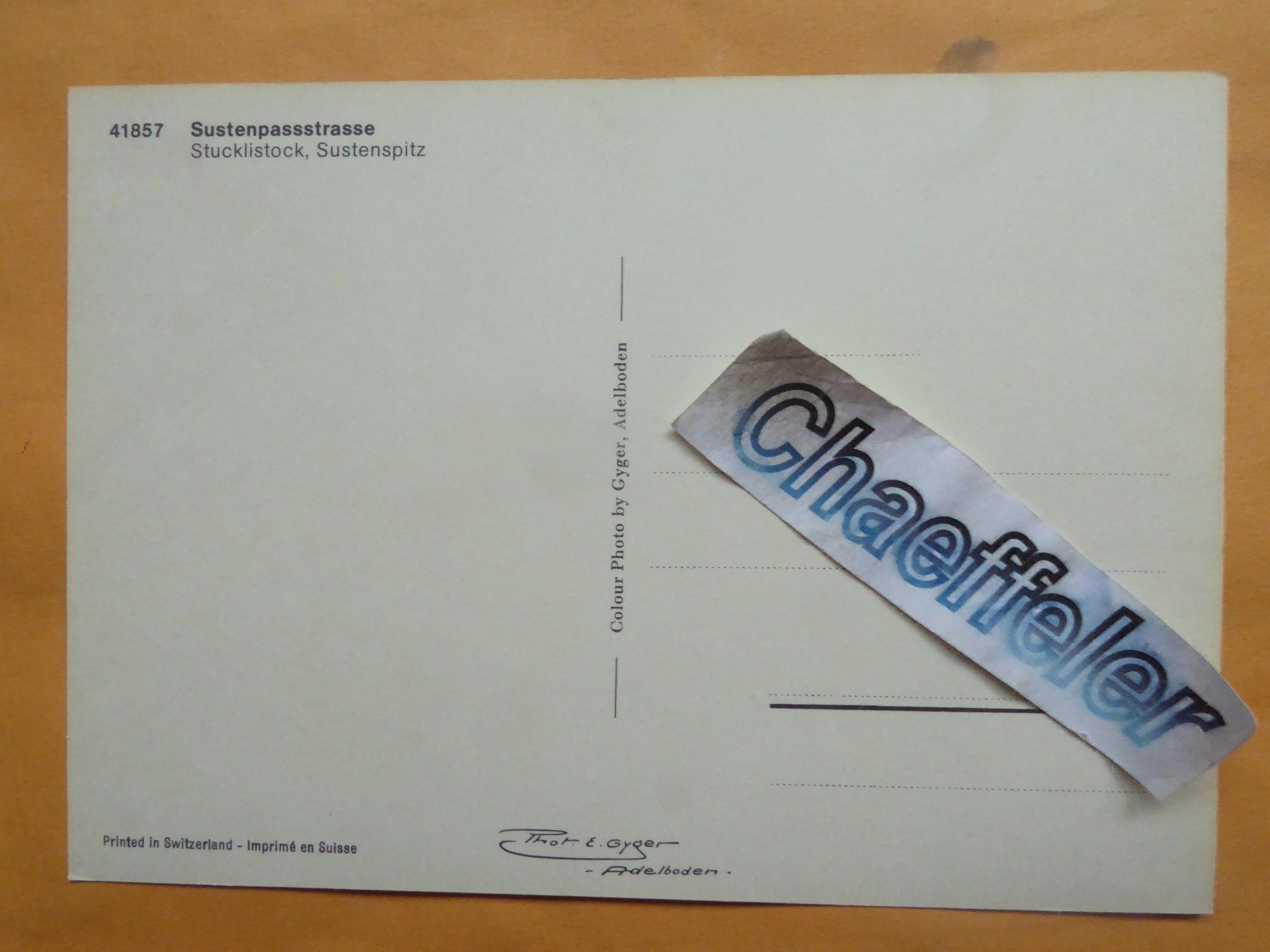 Cartoline postali: 41857 Sustenpassstrasse – Usato da Zürich venduto da Chaeffeler 1