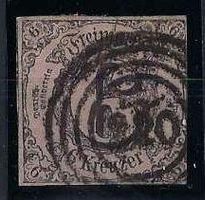 Altdeutschland1852/62 Thurn und Taxis 6 Kreuzer gest.