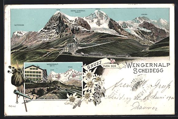Cartes postales: Litho Wengernalp-Scheidegg, Panorama mit – D'occasion à Berlin par bartko-reher