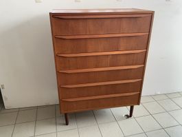 Mid century Kommode mit 6 Schubladen Holzfurnier Teak