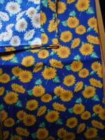 Patchwork - BW Sonnenblumen auf blau - 55 x 70 cm