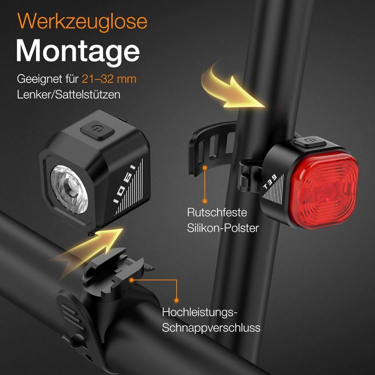 KryoLights LED-Fahrradlampe FL-412 Mit Lichtsensor & Akku   StVZO-zugelassen Fahrradlicht Mit Batterie