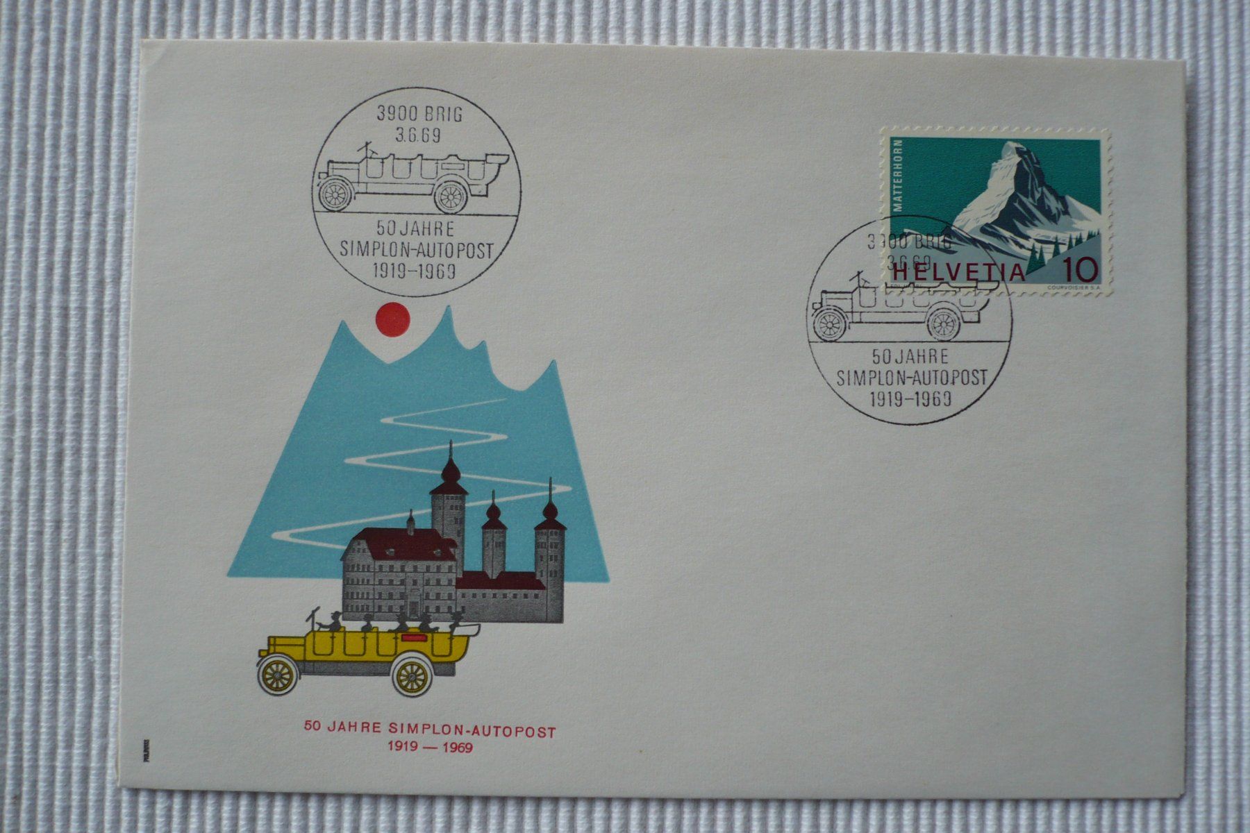 Tutti i francobolli: 1969 50 Jahre Autopost Simplon, Brig – Usato da Zürich venduto da saltandpepper008