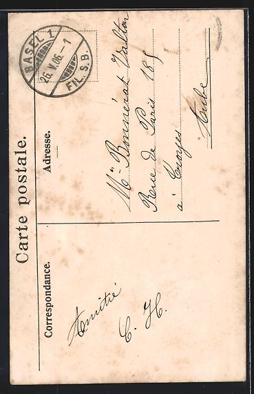 Ansichtskarten: AK Basel, Rathaus mit Strassenbahn, 1906 – Gebraucht aus Berlin von bartko-reher 1