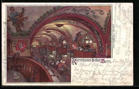 Cartoline postali: Bern, Kornhauskeller, Pächter Emil Rubi – Usato da Berlin venduto da bartko-reher