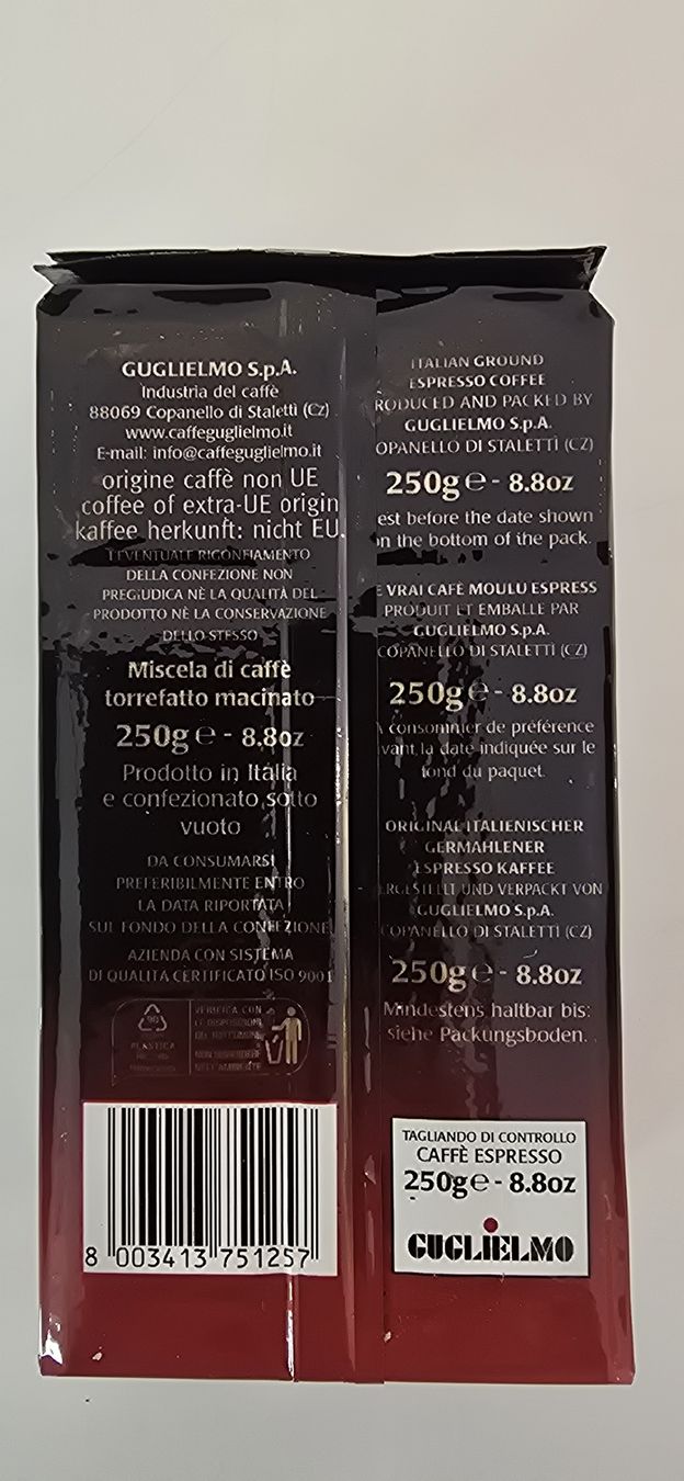 Cibi & Specialità: Caffè Guglielmo Espresso - Miscela pregiata classico - 250g – Nuovo e nell'imballaggio originale da Bioggio venduto da Swisscup 1
