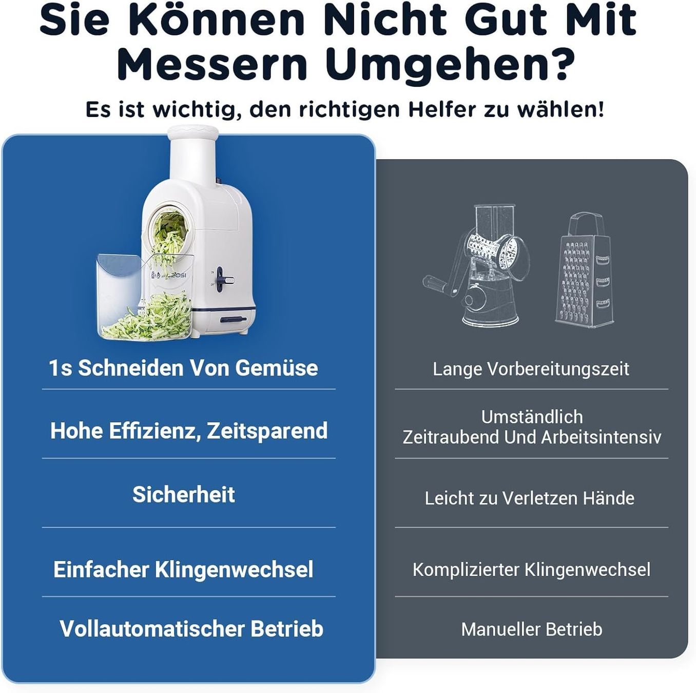 Elettrodomestici da cucina: Elektrischer Gemüseschneider mit Auffangbehälter – Nuovo e nell'imballaggio originale da Herisau venduto da Senn24 5