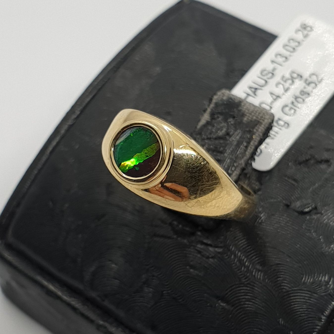 Anelli: Echt 18K Gold - grüner Opal Ring – Usato da Luzern venduto da Goldhaus-Luzern 1