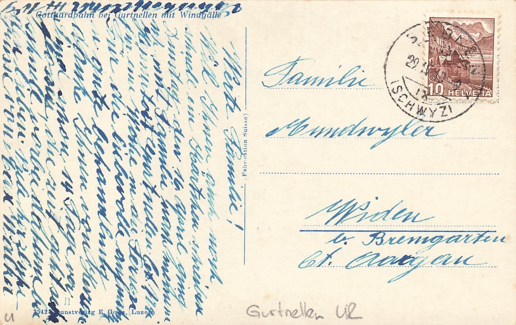 Cartoline postali: Gurtnellen UR Gotthardbahn Windgälle Eisenbahn – Usato da Biasca venduto da Blenio71 1