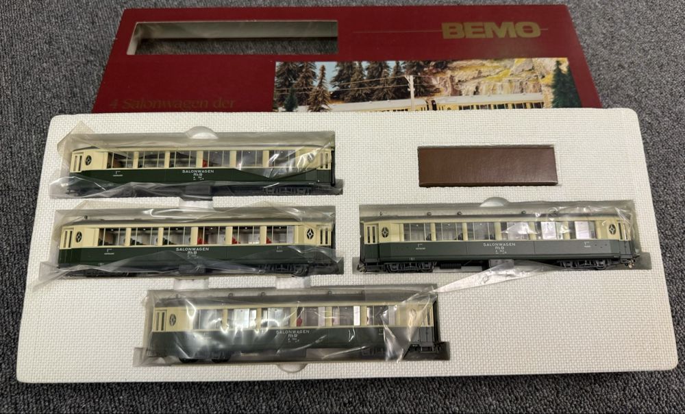 Bemo 7272134 – Hom Set Pullman 4 Salonwagen RhB – HOn3½/HOm – Neuf
