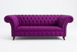 Chesterfield Samt Sofa 3 Sitzer Designer Lila Couchen Couch