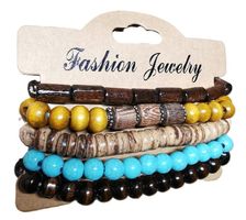 Holz - Armbänder, 5 Stück (neu, OVP)