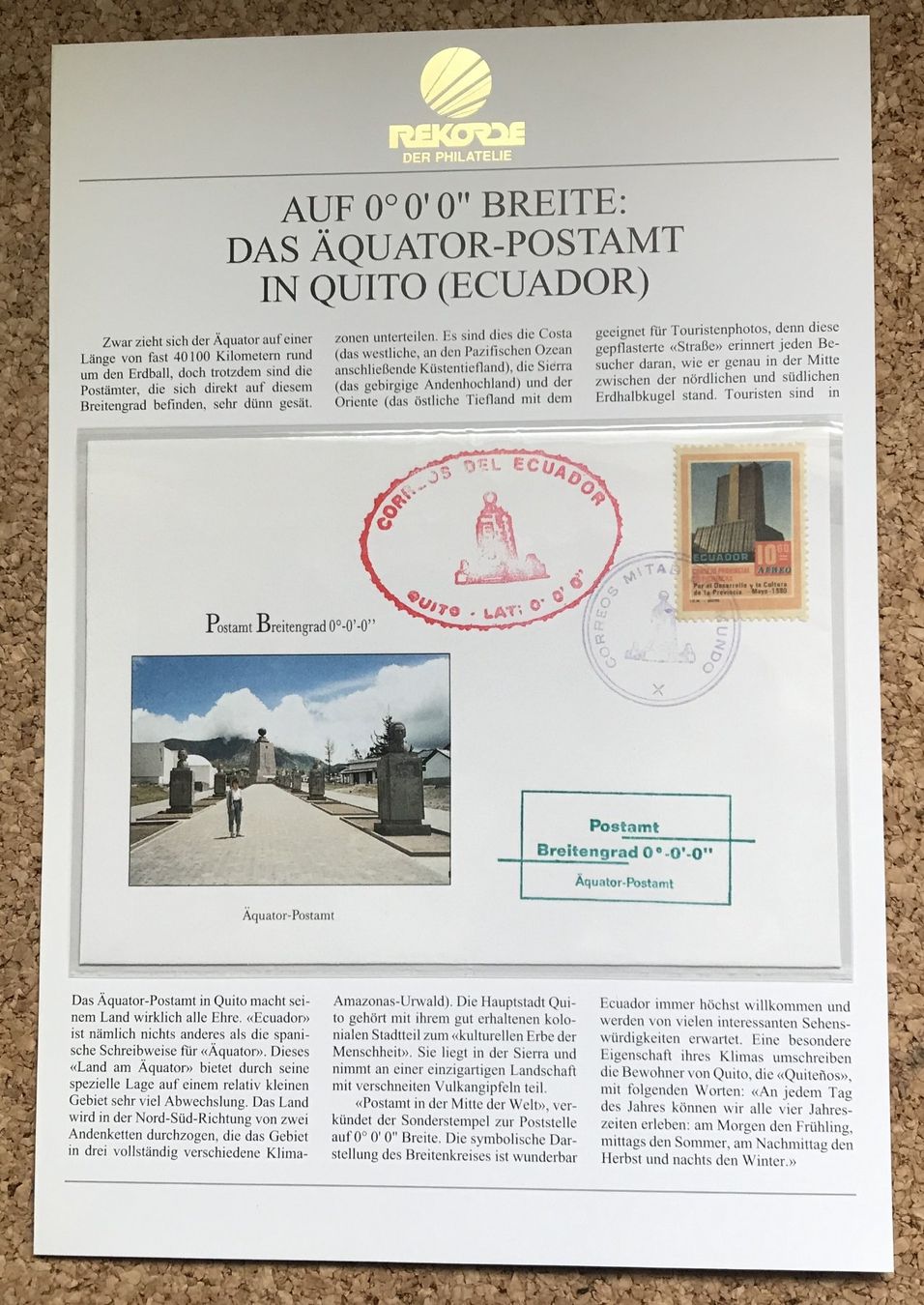 Tutti i francobolli: DAS ÄQUATOR-POSTAMT – Usato da Ostermundigen venduto da Kari1937