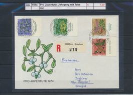 1974 Pro Juventute, Jahrgang mit Tabs, FDC