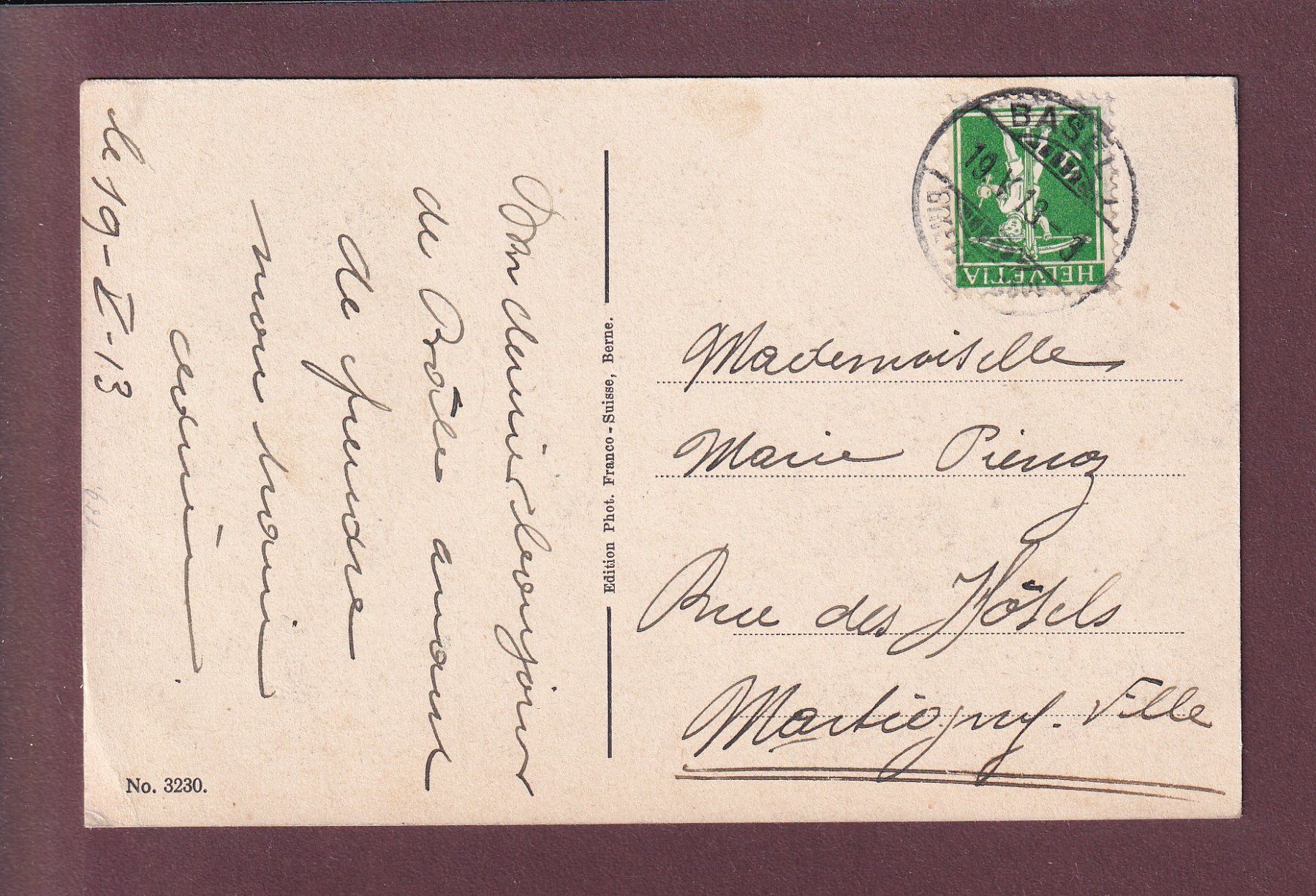 Cartes postales: BASEL - Bundesbahnhof - Kutsche - 1913 // leichter Eckbug // – D'occasion à Pully par nicecards 1