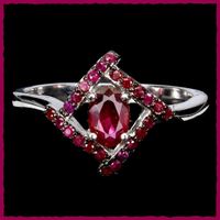 ♛ Zierlicher Rubin 925 Silberring