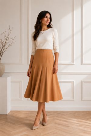 Beige Pleated Skirt
