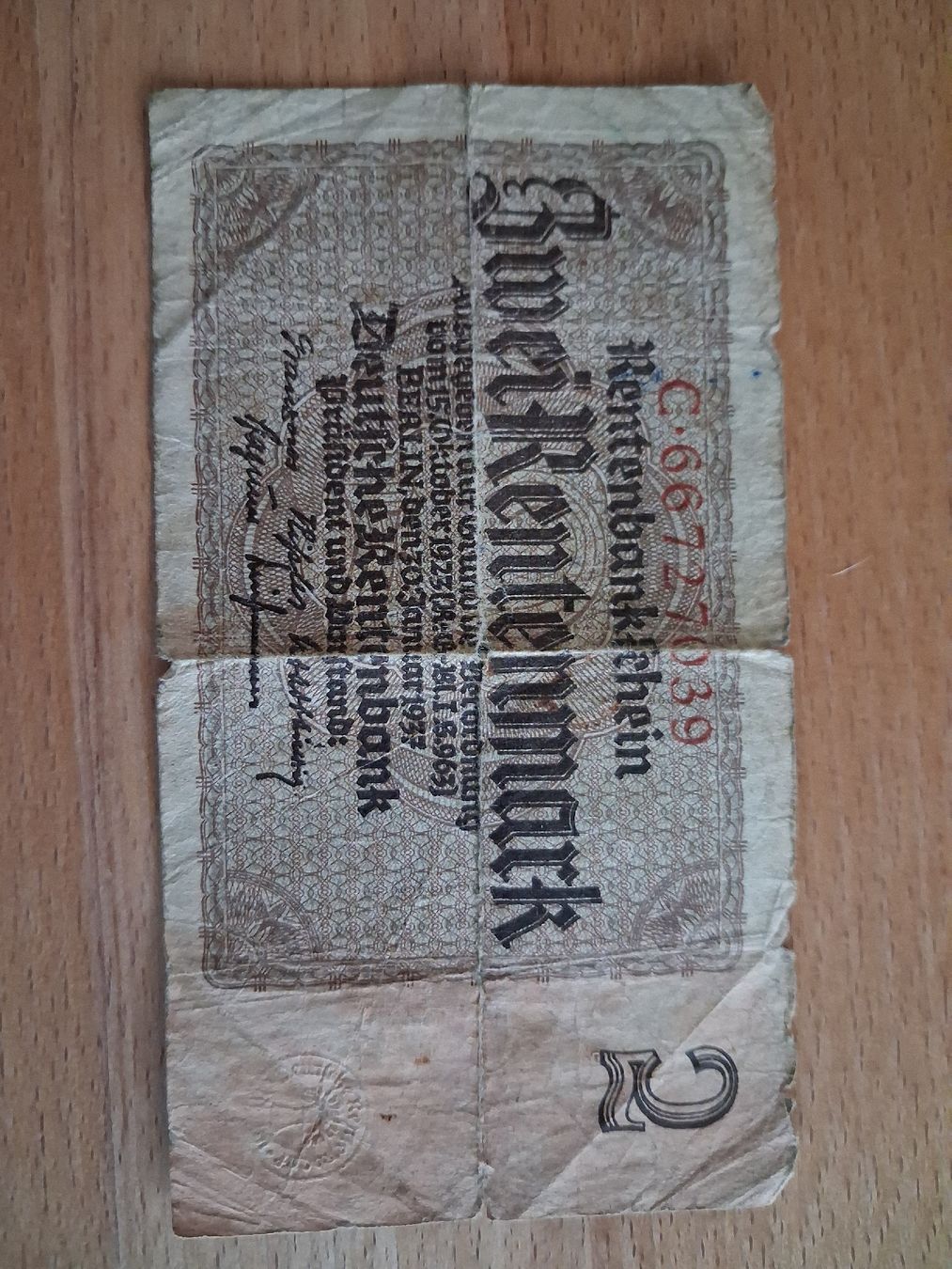 Banknoten: Rentenmark Deutschland – Gebraucht aus Bürglen TG von Karpfen13