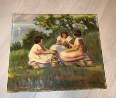 Tableau ancien huile sur toile Maria Cramer Début XXe siècle