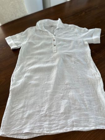 Leichtes Sommerkleid aus Leinen, weiss, Gr. L- Top!