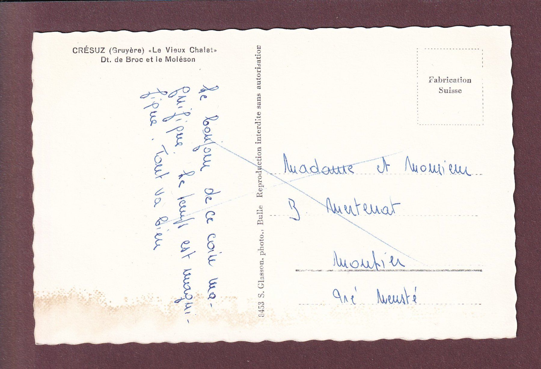 Cartoline postali: CRESUZ - Le vieux chalet – Usato da Pully venduto da nicecards 1