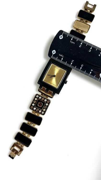 Damen Swatch Uhr, Gold/Schwarz, mit Strass-Steine... 5