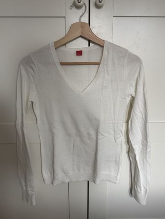 Damen Pullover Weiss V-Ausschnitt