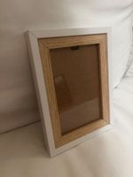 Cadre photo blanc avec bordure bois neuf