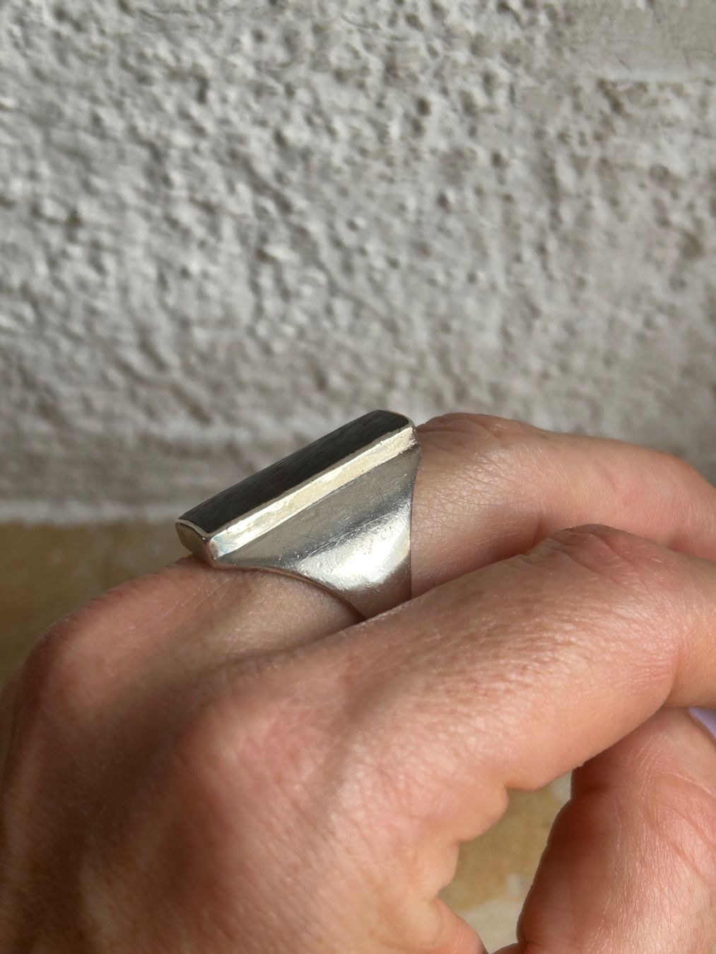 Anelli: Silberring mit ONYX rechteckig Grösse 59 – Usato da Dittingen venduto da Bellevista 1