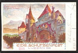 Eidg. Schützenfest Luzern 1901 , gel. mit Off. Stempel 1901