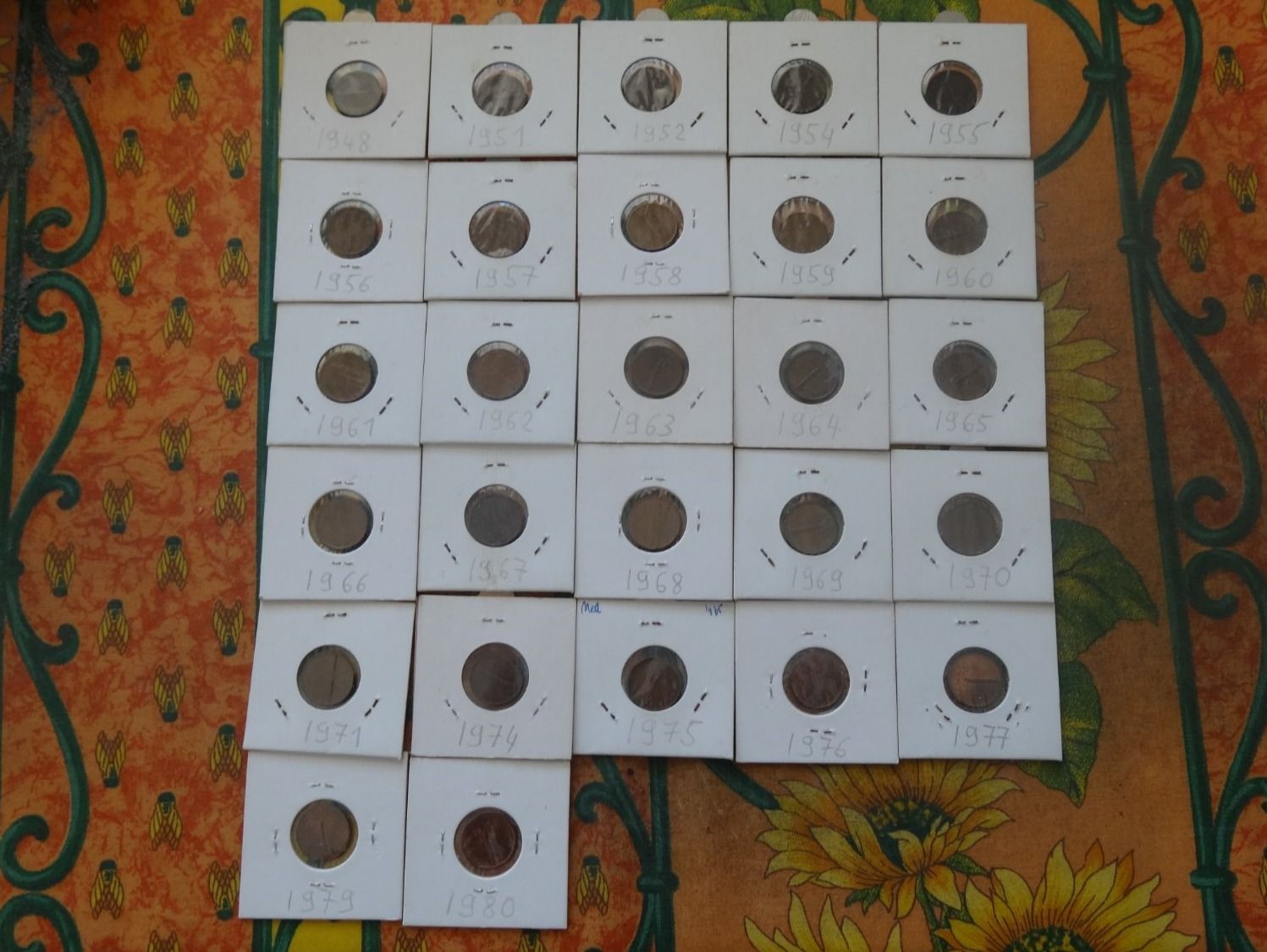 Tutti le monete: PAYS-BAS  Lot  27x     1  Cent  1948 à 1980 – Usato da Romanel-sur-Lausanne venduto da Swift13