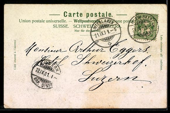 Cartoline postali: AK Interlaken, Hotel Schweizerhof, 1901 – Usato da Berlin venduto da bartko-reher 1