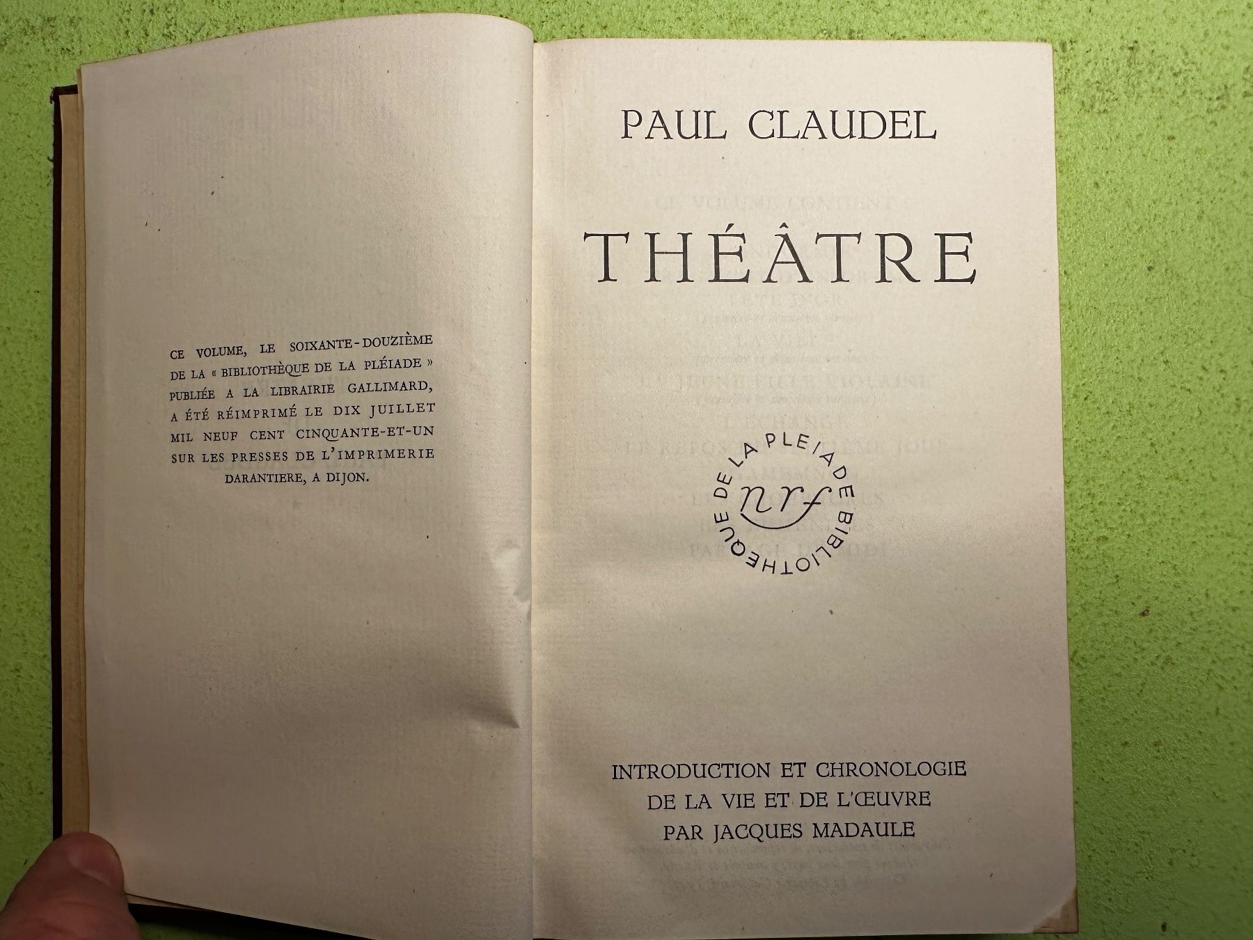 Libri: Paul Claudel: Théâtre. – Usato da Zürich venduto da allp 2