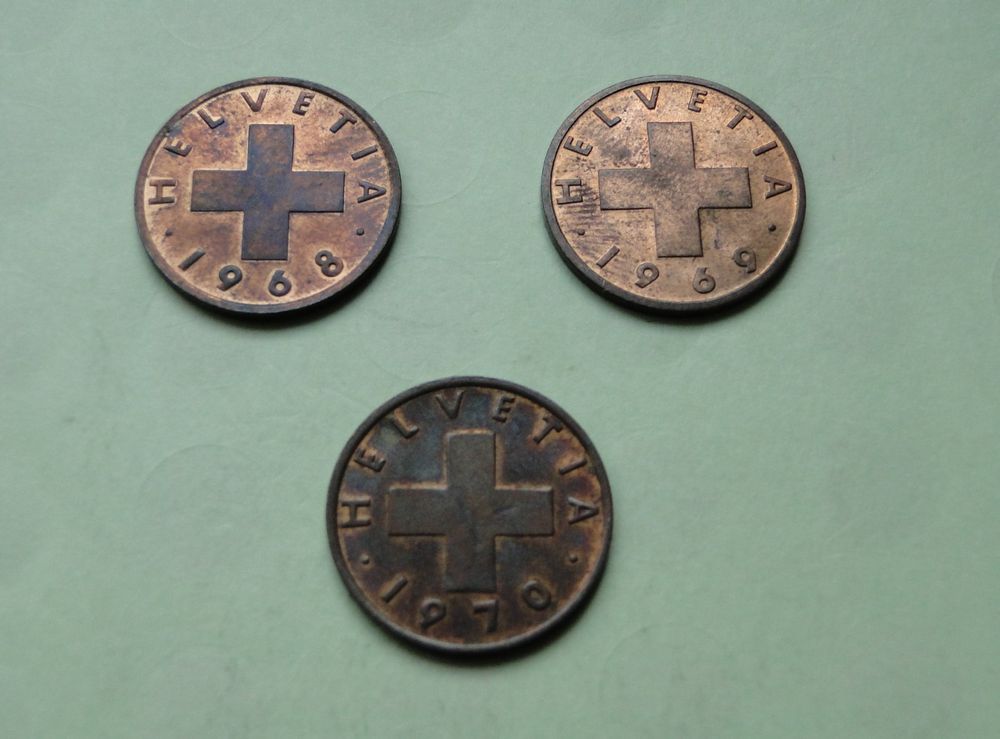 3x 2 Rappen 1968, 1969, 1970 Kaufen auf Ricardo