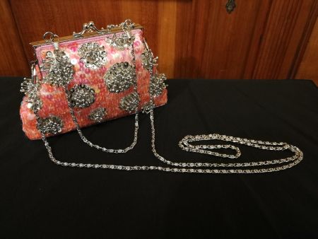 Abendhandtasche, Pailletten Silber/Pink **** NEU****