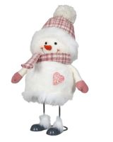 Wackelschneemann 32 cm hellrote Mütze