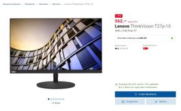4K Lenovo ThinkVision T27p-10 Business Monitor