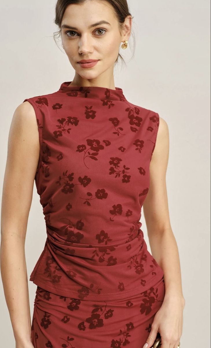 Top: Rihoa Top, bordeaux mit Blumenmuster! – Nuovo (secondo la descrizione) da Interlaken venduto da sa.manta 2