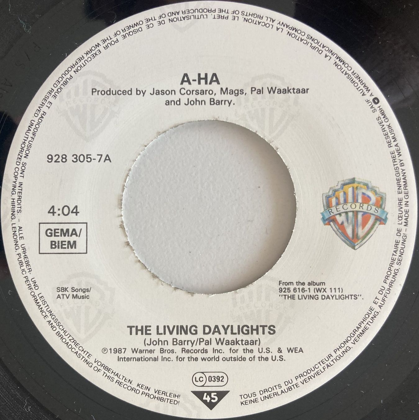 Vinyles: A-HA - THE LIVING DAYLIGHTS – D'occasion à Bottens par hotter-than-hell 2
