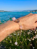 Fluorit, Rosenquartz, Rauchquarz Armband Vergoldet