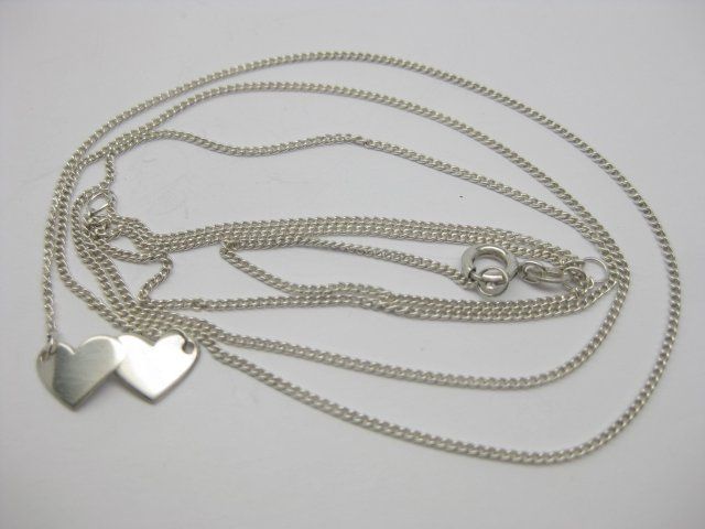 Ketten: Panzerkette Kette Collier Doppel-Herz Silber 835 + MP – Gebraucht aus Ermatingen von Decovin 4