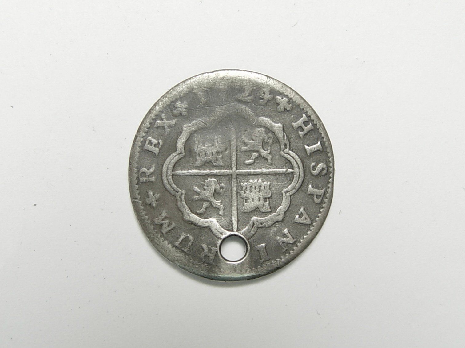 Toutes les monnaies: 2 Reales Silber, gelocht – D'occasion à Henggart par gernli