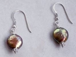 Silber Ohrhänger mit Süsswasser Perlen und Swarovski Kristal