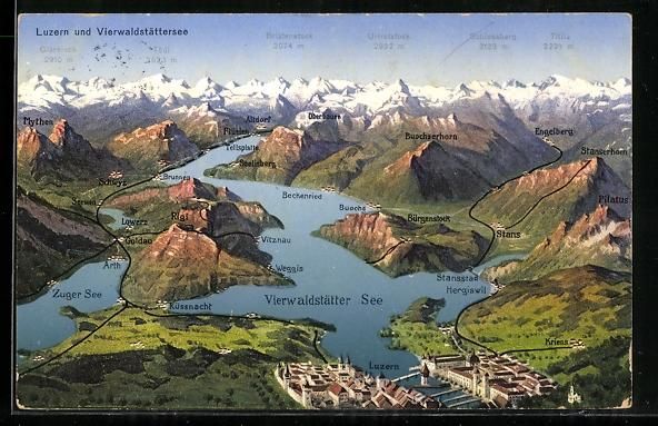 Cartoline postali: Luzern, Blick auf den Vierwaldstätter S – Usato da Berlin venduto da bartko-reher