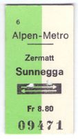 Billette Zermatt - Sunnegga Alpen Metro